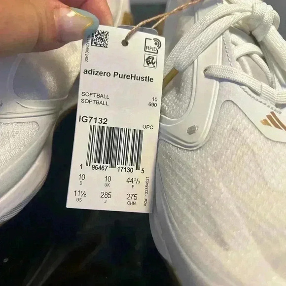 NEW Adidas Pure Hustle MD Women's TPU Softball Cleats Gold/White Size 11.5 - Picture 4 of 5